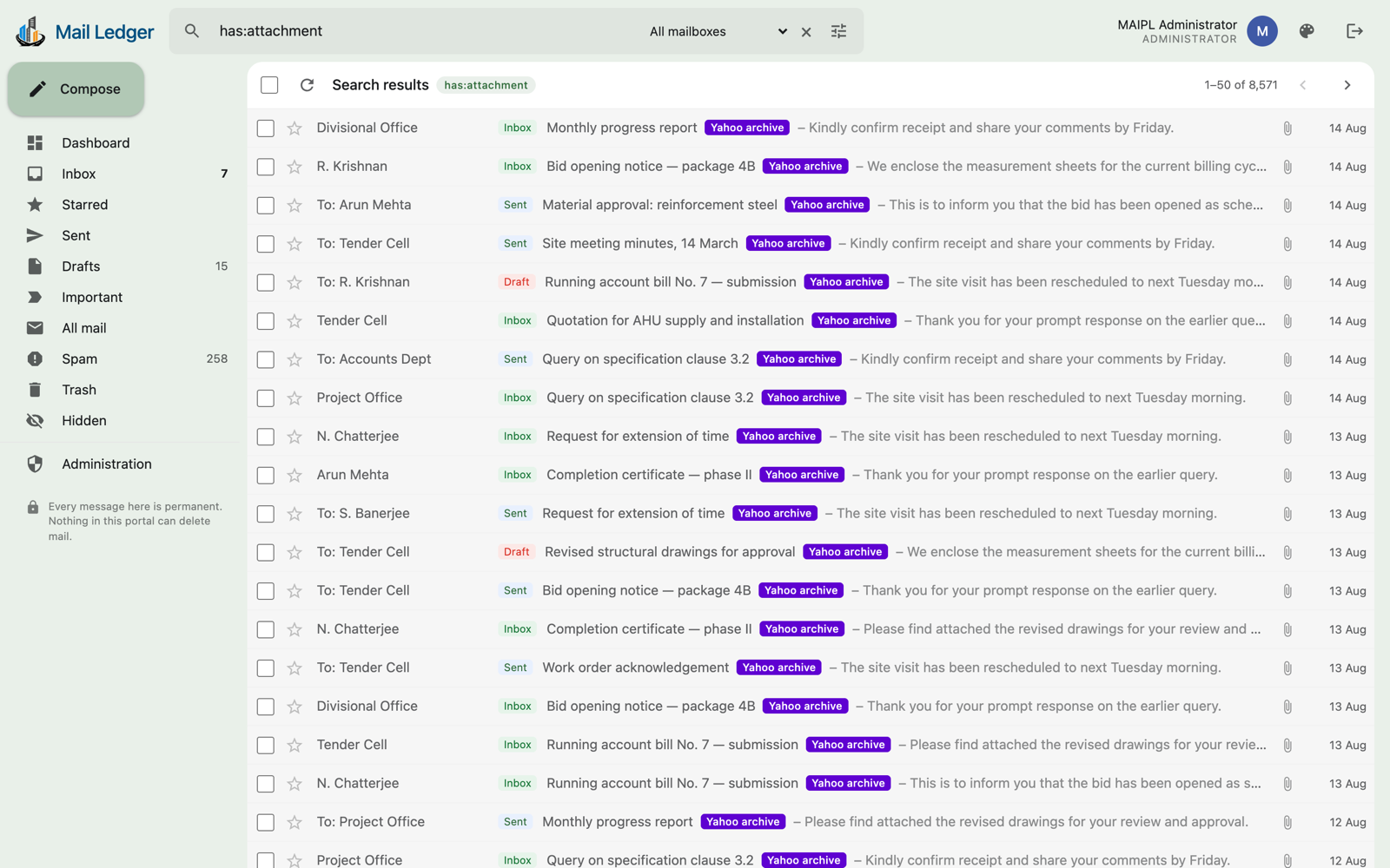 Search results with Gmail-style operators