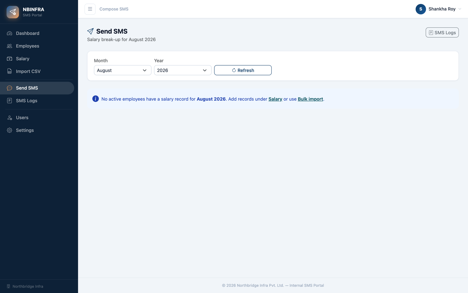 SMS compose with per-variable character counts
